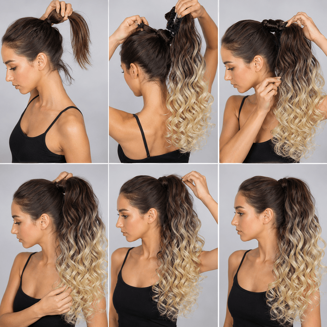 20 Inch Ombre Wavy Ponytail Hair Extension for Women – Heat Resistant Synthetic Hair, Big Wave Curly Clip-In, Dye & Style Friendly