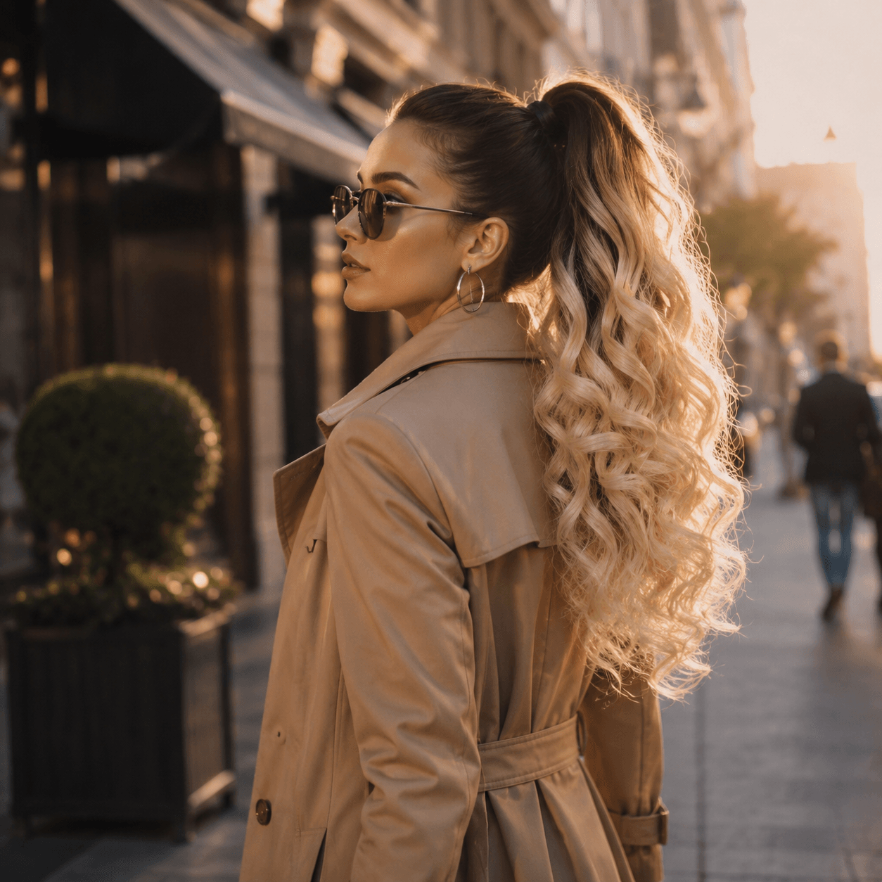 20 Inch Ombre Wavy Ponytail Hair Extension for Women – Heat Resistant Synthetic Hair, Big Wave Curly Clip-In, Dye & Style Friendly