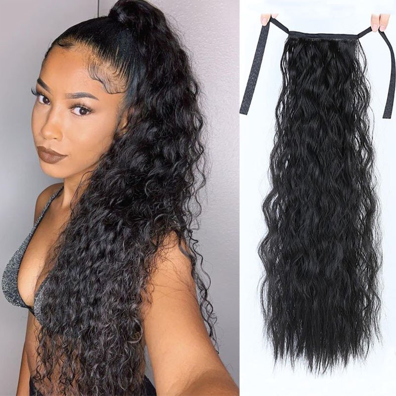 Corn Wave Wrap Around Synthetic Ponytail Extension Heat Resistant Hairpiece Model 0022B