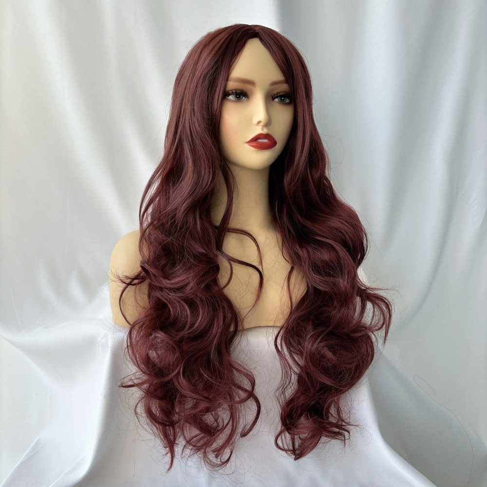 Korean Style Middle Part Long Body Wave Synthetic Wig Heat Resistant Model 103F