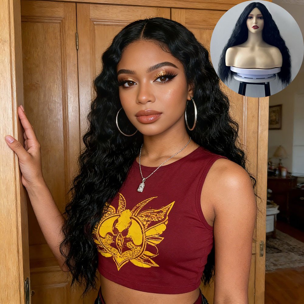 Side Swept Bangs Long Afro Small Curl Synthetic Wig Heat Resistant Model 184